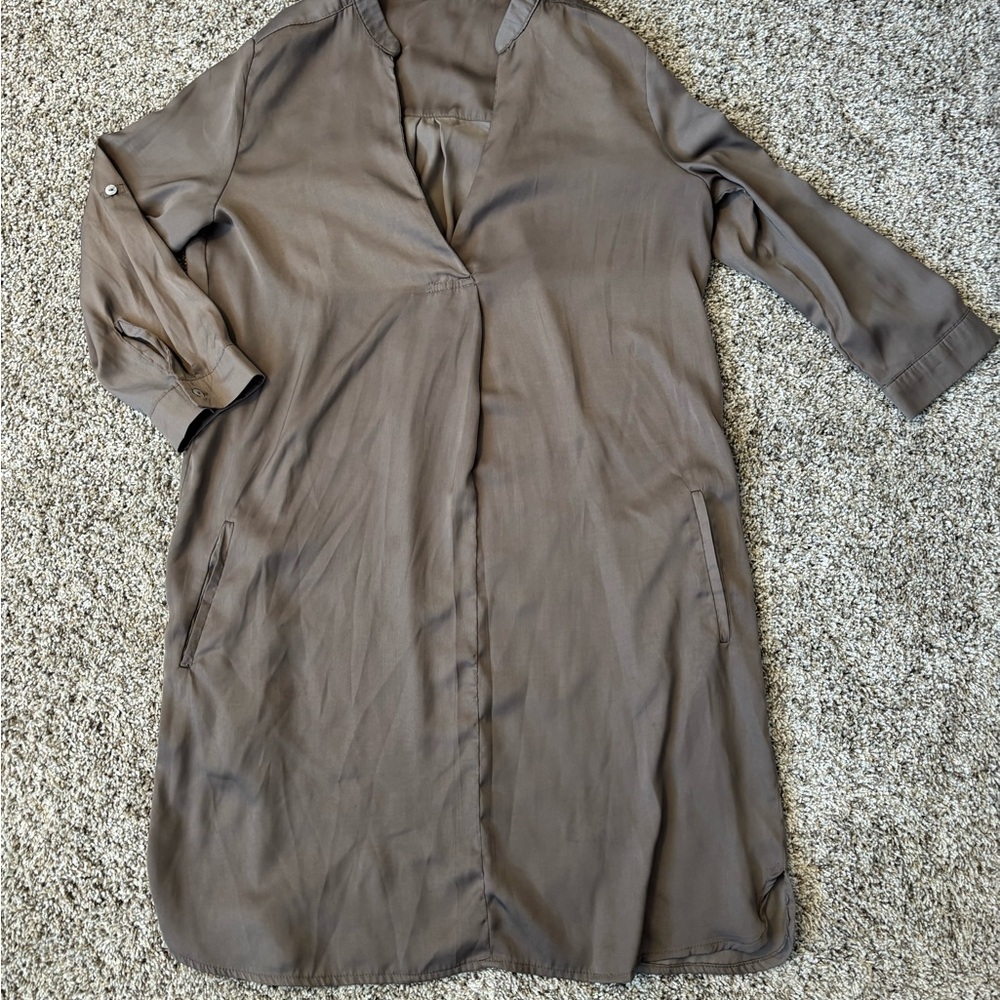 Elegant Long Sleeve Dress - Gray